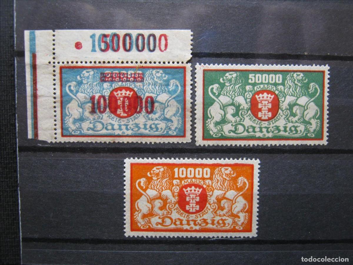 Selos: ALEMANIA DANZIG 1923 SERIE MICHEL 147/149 MH/(*) LUJO.