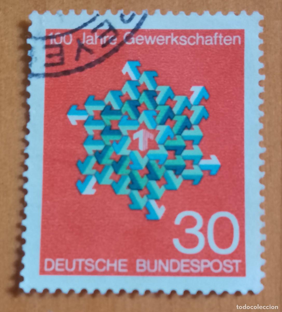 Sellos: ALEMANIA - V/F 30 - A&Ntilde;O 1968 - 100 A&Ntilde;OS CENTENARIO DE SINDICATOS - YV 434