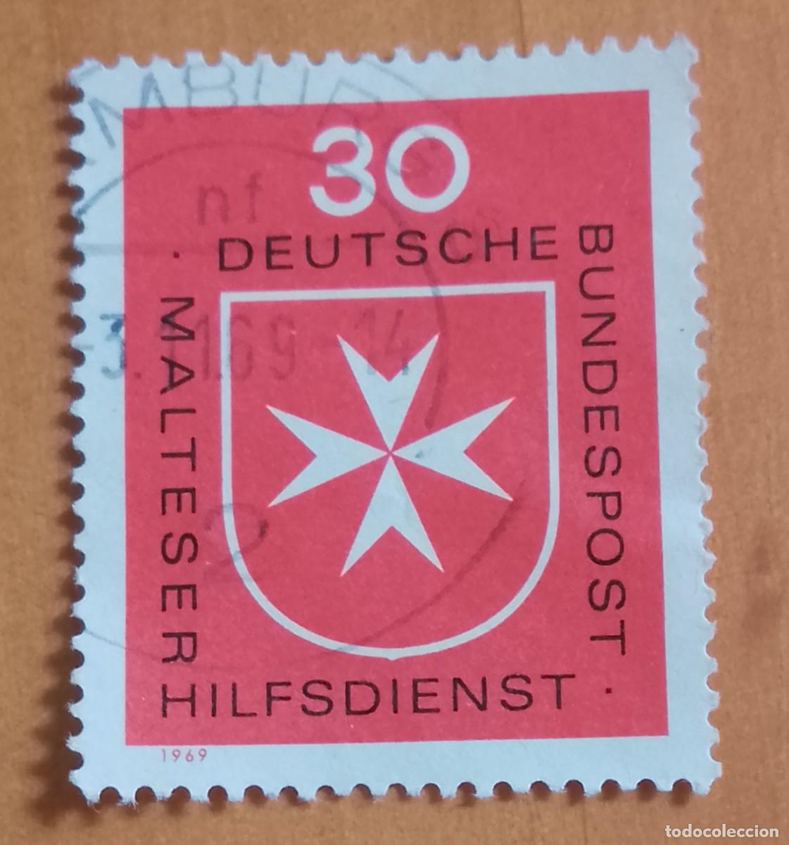 Sellos: ALEMANIA - V/F 30 - A&Ntilde;O 1969 - SERVICIO DE SOCORRO CRUZ DE MALTA - YV 460