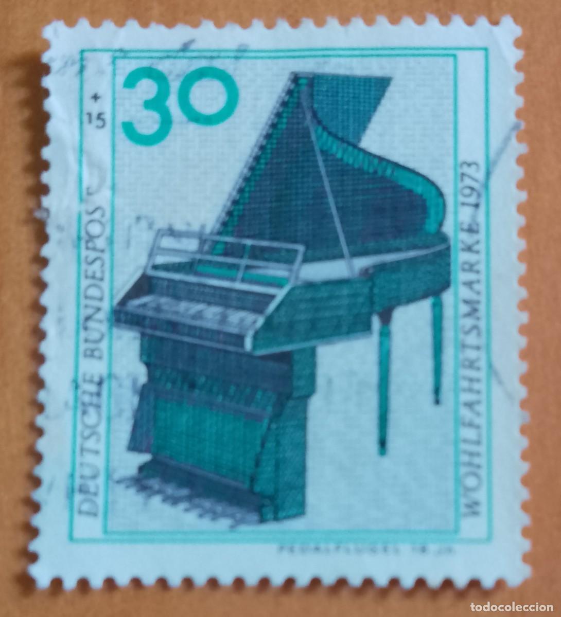 Sellos: ALEMANIA - V/F 30 - A&Ntilde;O 1973 - SELLO DE BIENESTAR, PIANO, M&Uacute;SICA