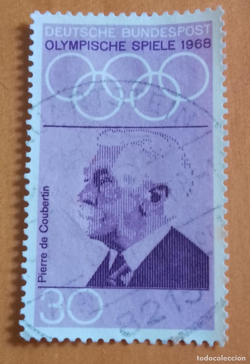 Sellos: ALEMANIA - V/F 30 - JUEGOS OL&Iacute;MPICOS DE 1968, PIERRE DE COUBERTIN
