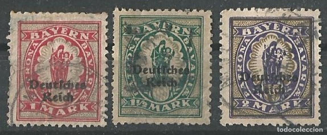 Sellos: ALEMANIA 1920 - BAYERN - 3 SELLOS CON SOBRECARGA - SANTA MADONNA - CIRCULADOS