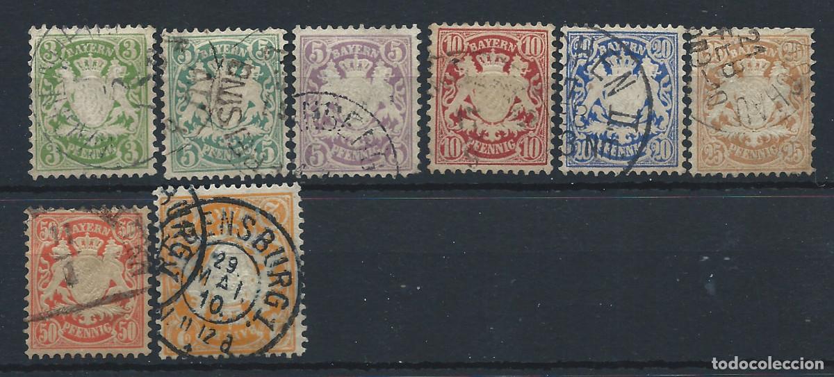Sellos: Allemagne - Bayern N&deg;38/44+47 Obl (FU) 1876/78 - Blason