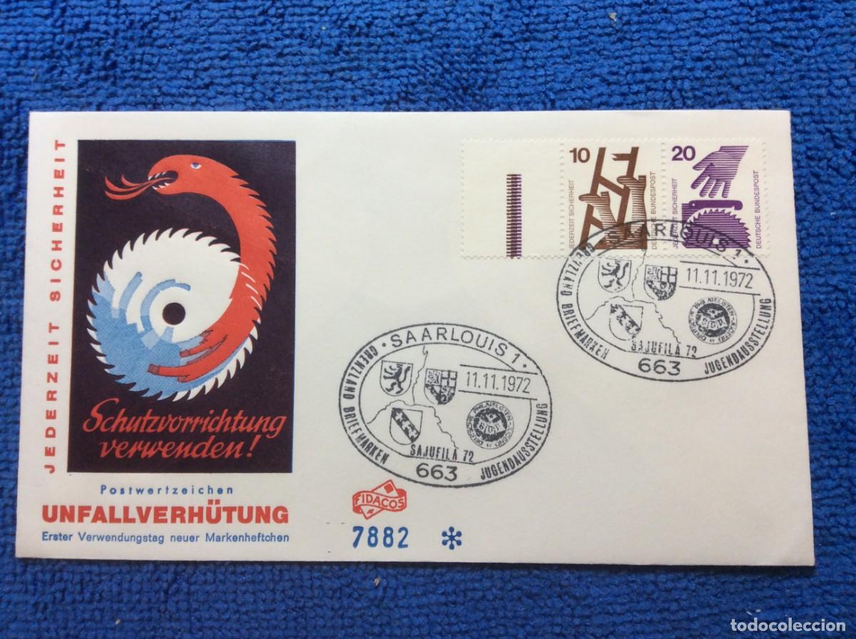 Sellos: ALEMANIA. 1972 SOBRE CONMEMORATIVO FRANQUEADO CON SELLOS SE-TENANT (1DDI80)