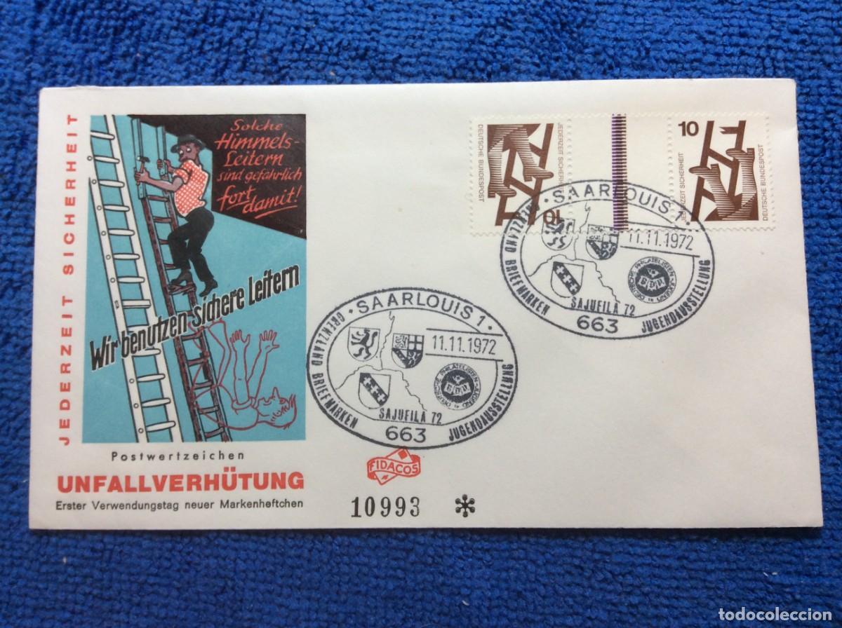 Sellos: ALEMANIA. 1972 SOBRE CONMEMORATIVO FRANQUEADO CON SELLOS SE-TENANT (1DDI81)