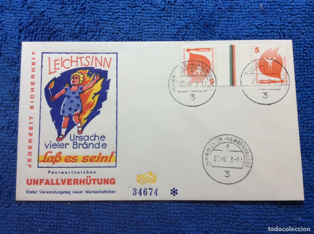 Sellos: ALEMANIA. 1973 SOBRE CONMEMORATIVO FRANQUEADO CON SELLOS SE-TENANT (1DDI86)