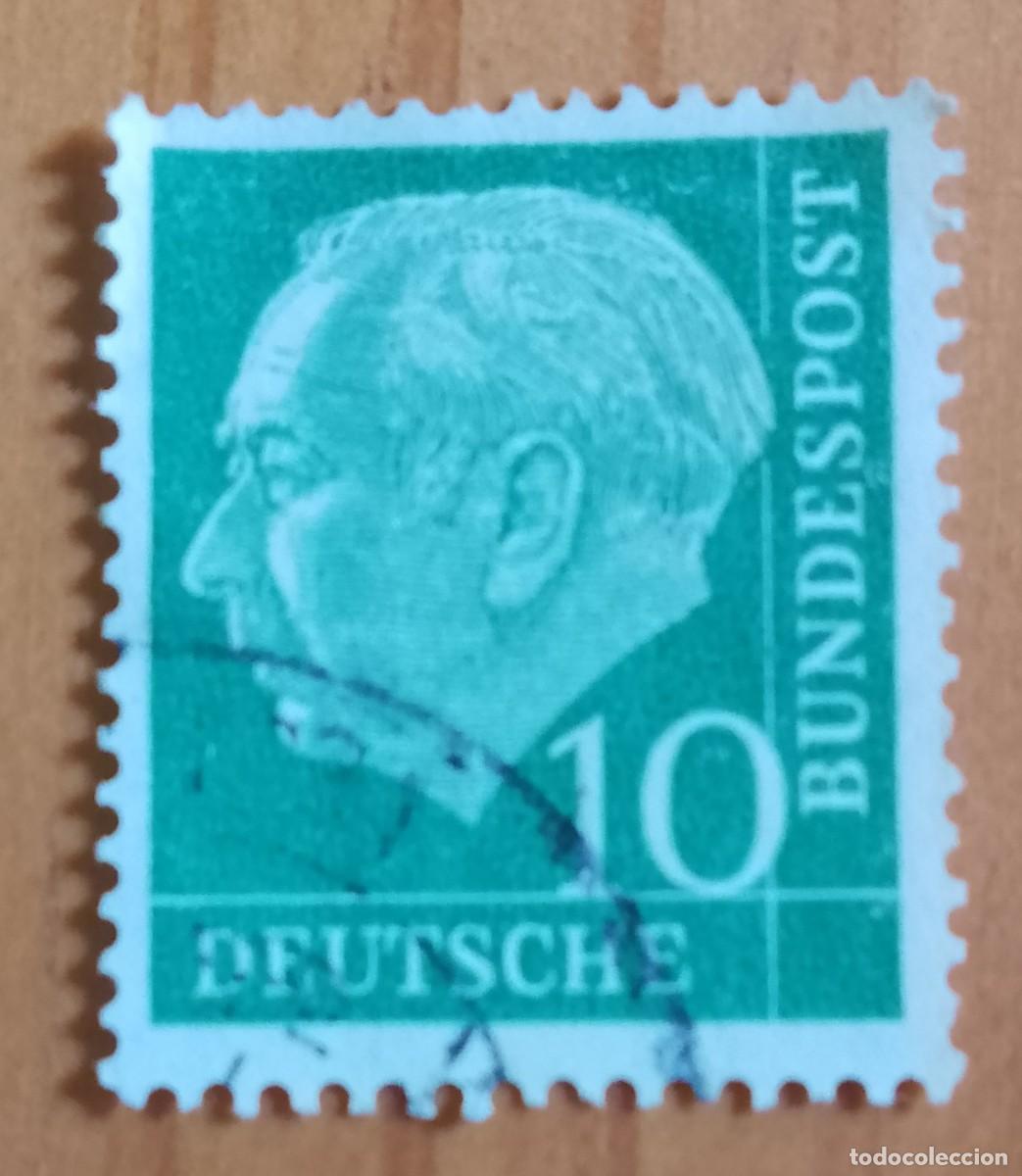 Sellos: ALEMANIA - V/F 10 - A&Ntilde;O 1954, PRESIDENTE: THEODOR HEUSS 1884.1963 - YV 67, MI 183