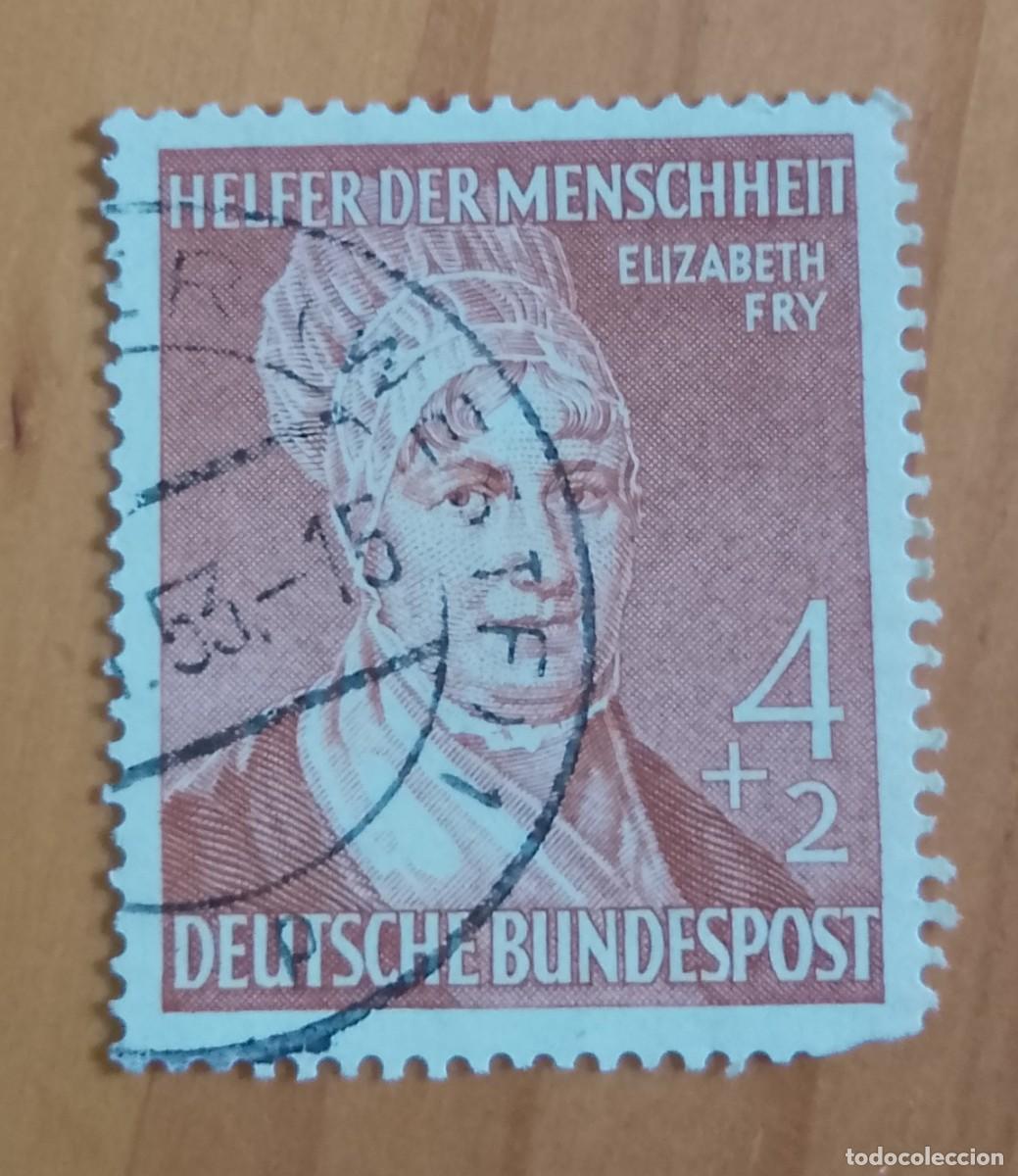 Sellos: ALEMANIA - V/F 4 + 2 - A&Ntilde;O 1952 - ELIZABETH FRY - AYUDANTES DE LA HUMANIDAD