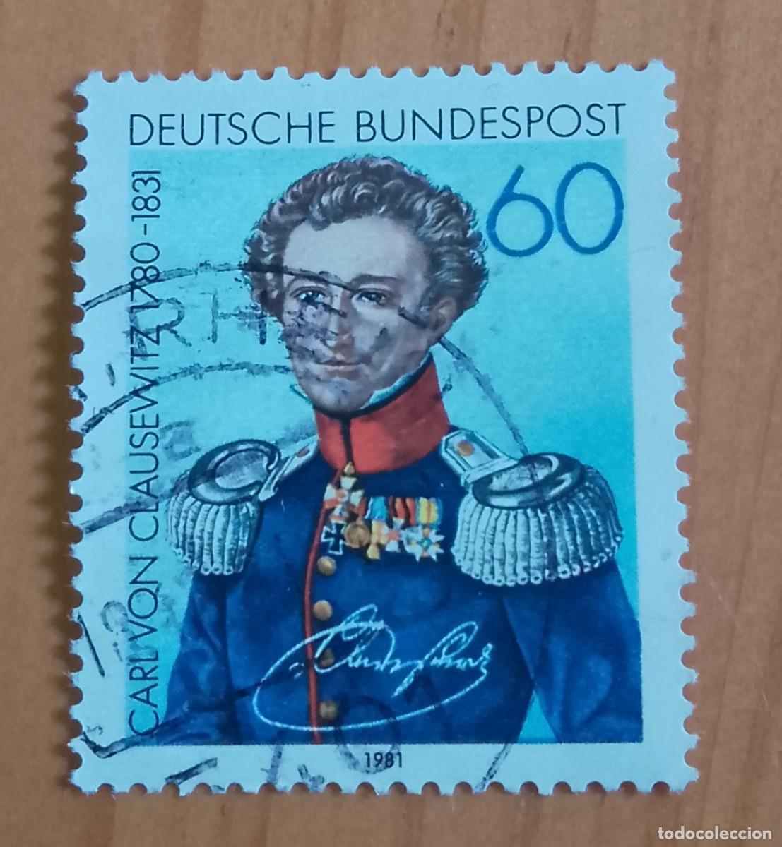 Sellos: ALEMANIA - V/F 60 - A&Ntilde;O 1981 - MILITAR: CARL VON CLAUSEWITZ 1780.1831 - YV 948