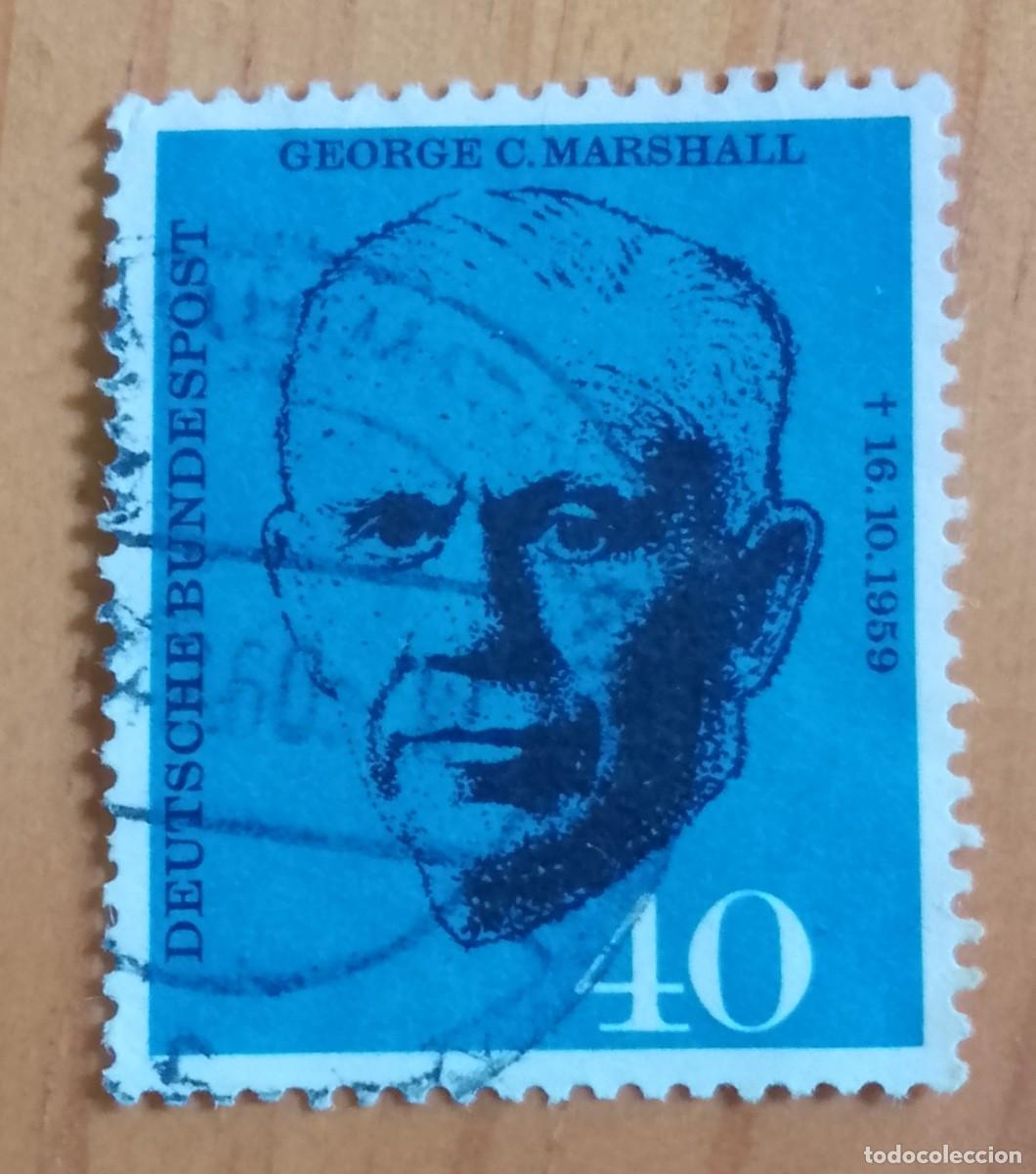 Sellos: ALEMANIA - V/F 40 - A&Ntilde;O 1960 - ANIVERSARIO MUERTE GENERAL MARSHALL