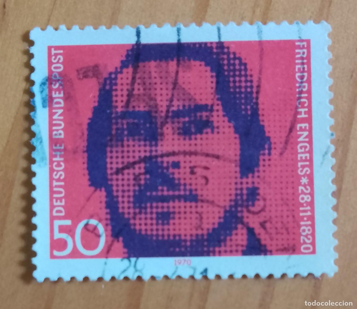 Sellos: ALEMANIA - V/F 50 - A&Ntilde;O 1970 - ANIVERSARIO NACIMIENTO DE FRIEDRICH ENGELS - YV 521