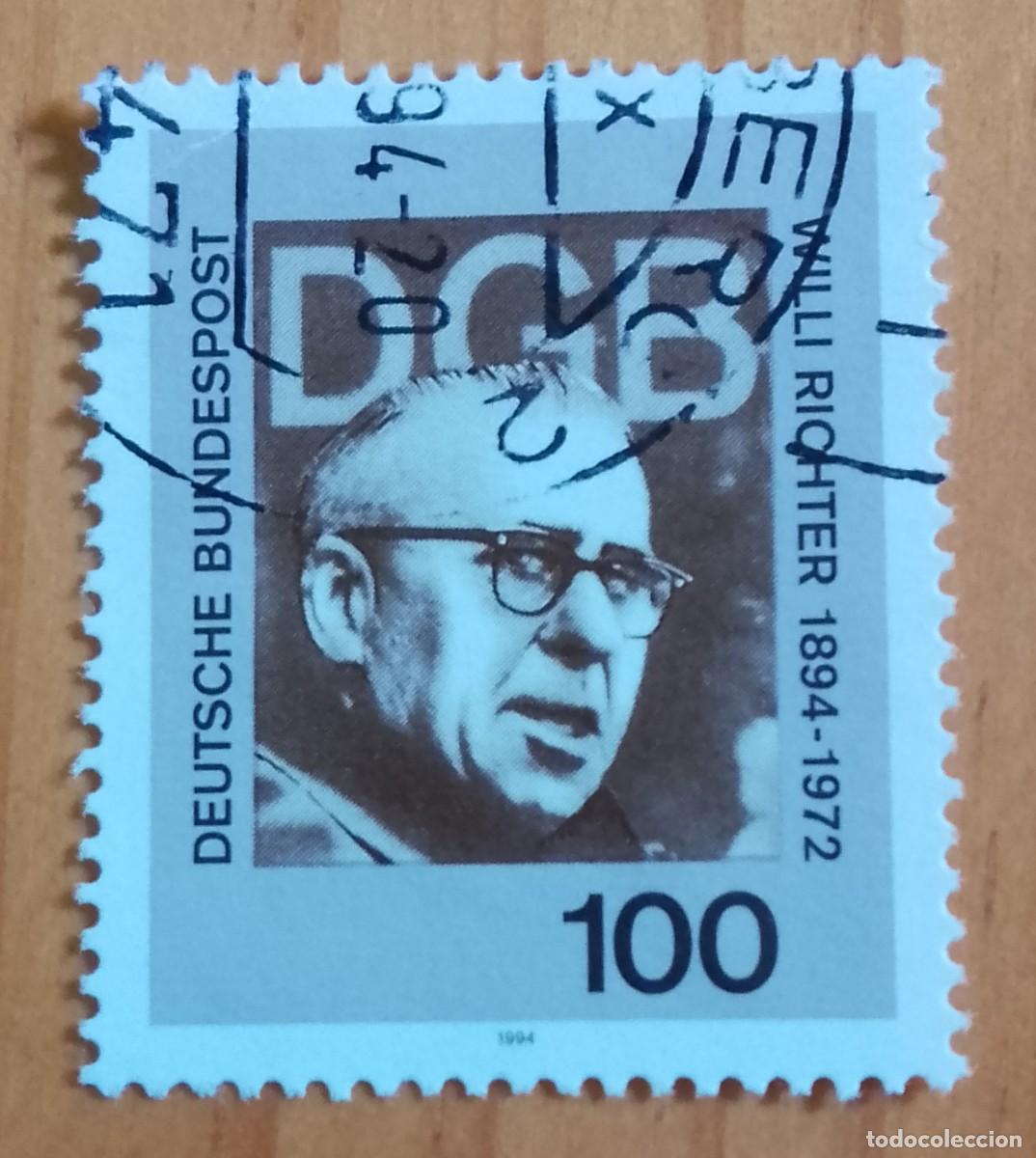 Sellos: ALEMANIA - V/F 100 - 1894.1972 CENTENARIO NACIMIENTO SINDICALISTA: VILLI RICHTTNER