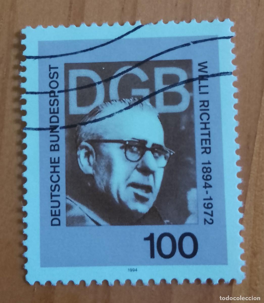 Sellos: ALEMANIA - V/F 100 - 1894.1972 CENTENARIO NACIMIENTO SINDICALISTA: VILLI RICHTTNER