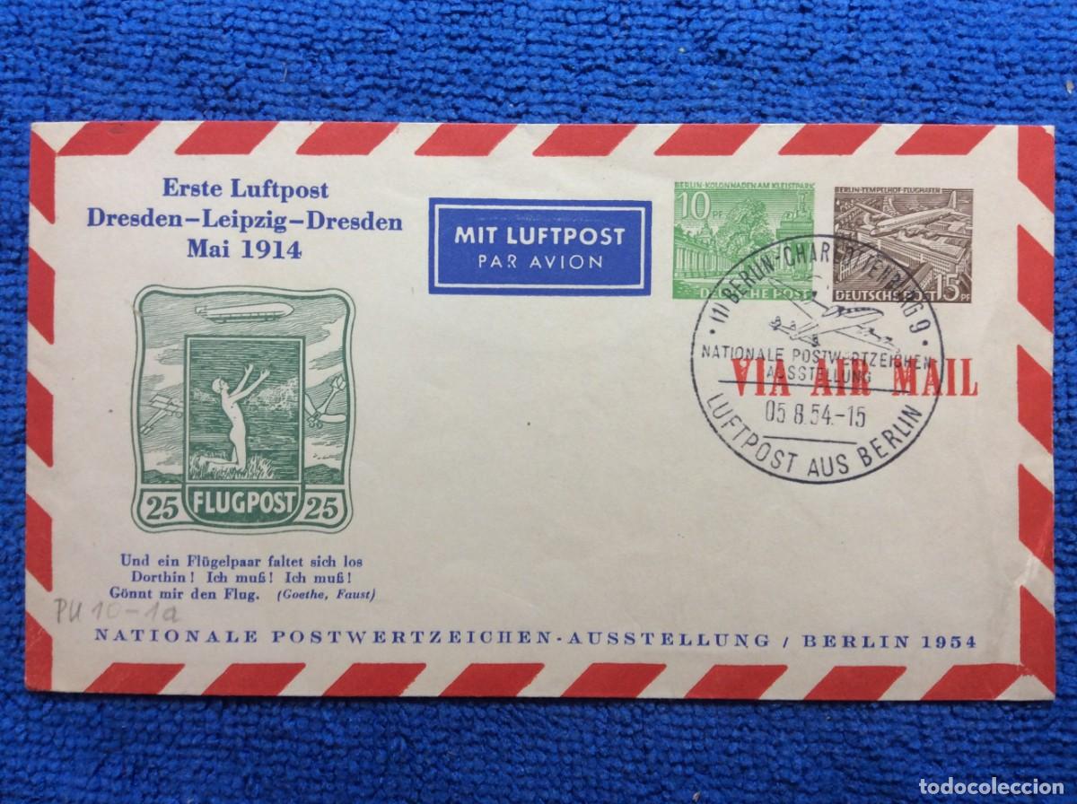 Sellos: ALEMANIA (BERL&Iacute;N). 1954 ENTERO POSTAL. MATASELLOS INTERESANTE (1DDI98)