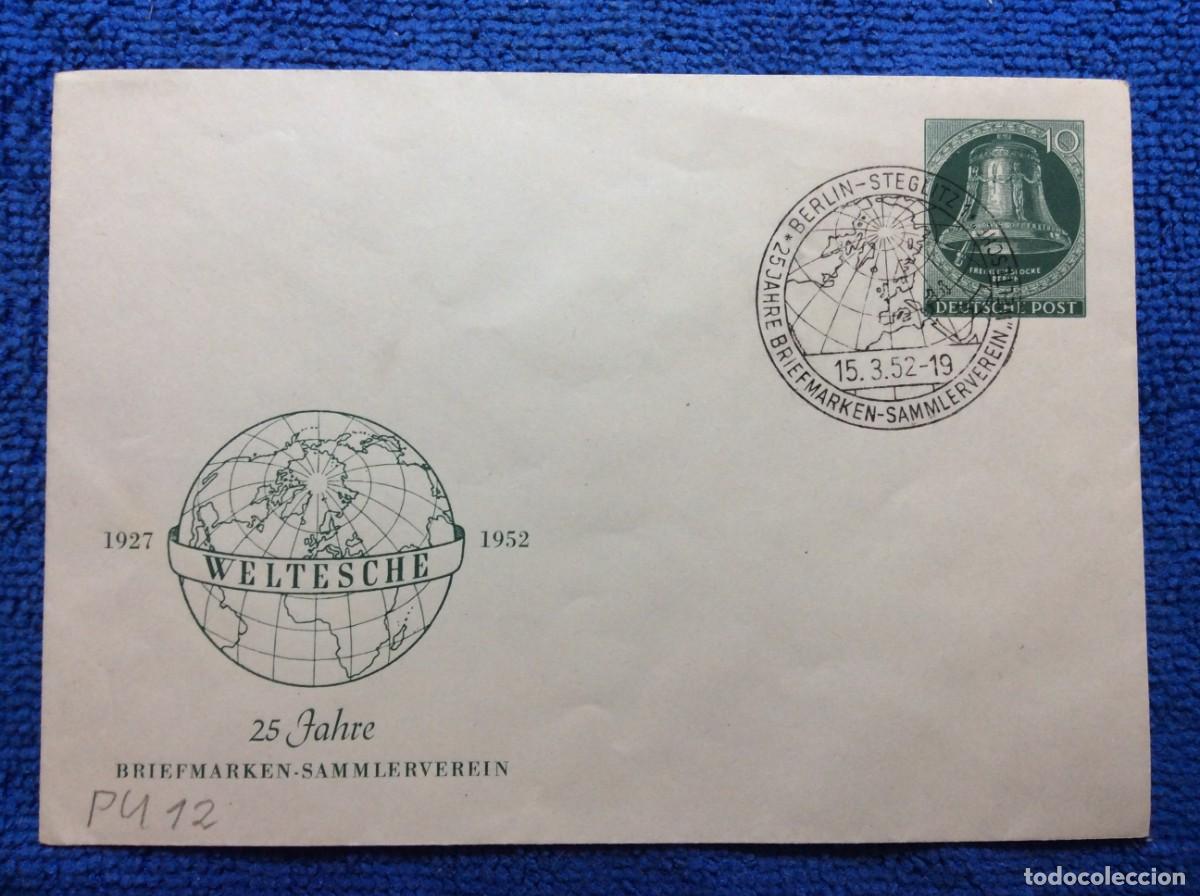 Sellos: ALEMANIA (BERL&Iacute;N). 1952 ENTERO POSTAL. MATASELLOS INTERESANTE (1DDI99)