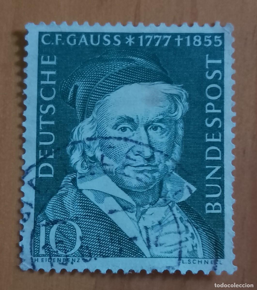 Sellos: ALEMANIA - V/F 10 - A&Ntilde;O 1955 - CARL FRIEDRICH GAUSS - YV 80
