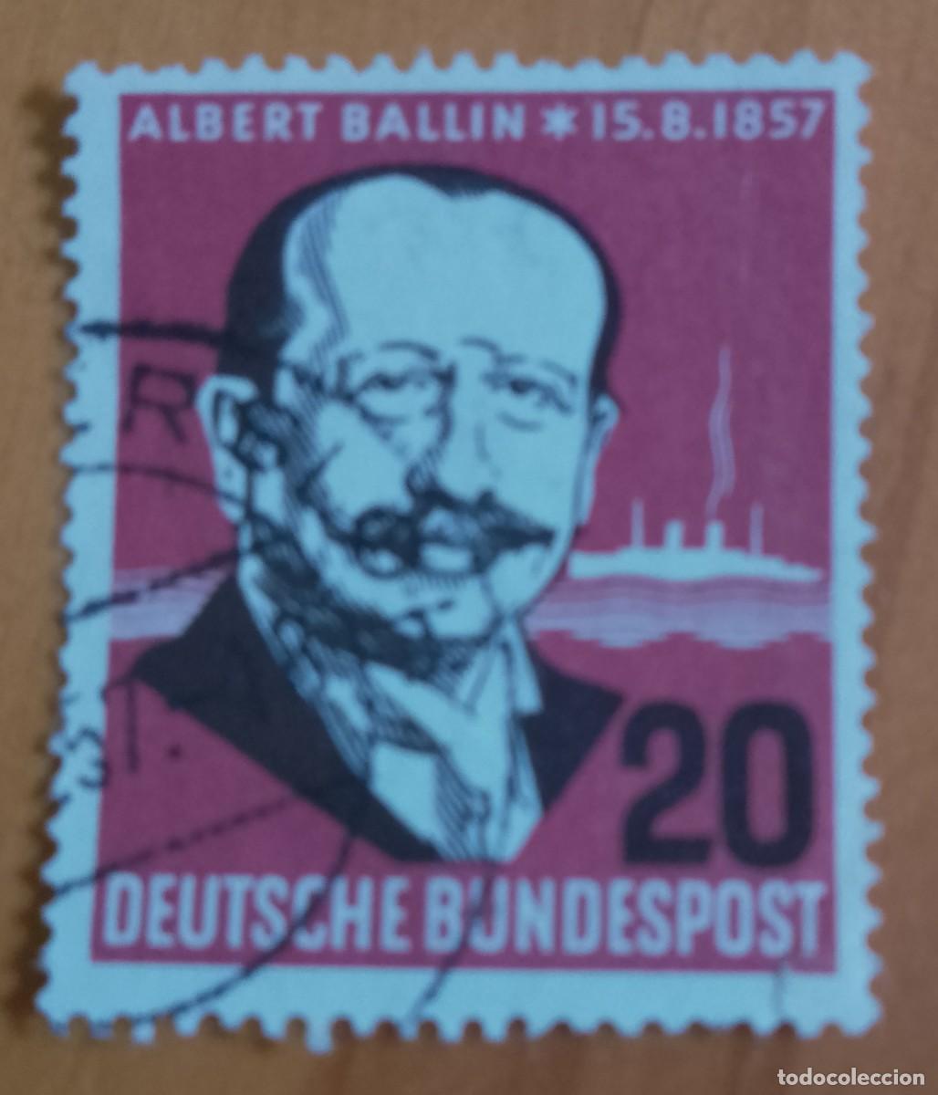 Sellos: ALEMANIA - V/F 20 - A&Ntilde;O 1957 - ALBERTO BALLIN Y BARCO VAPOR - YV 138.