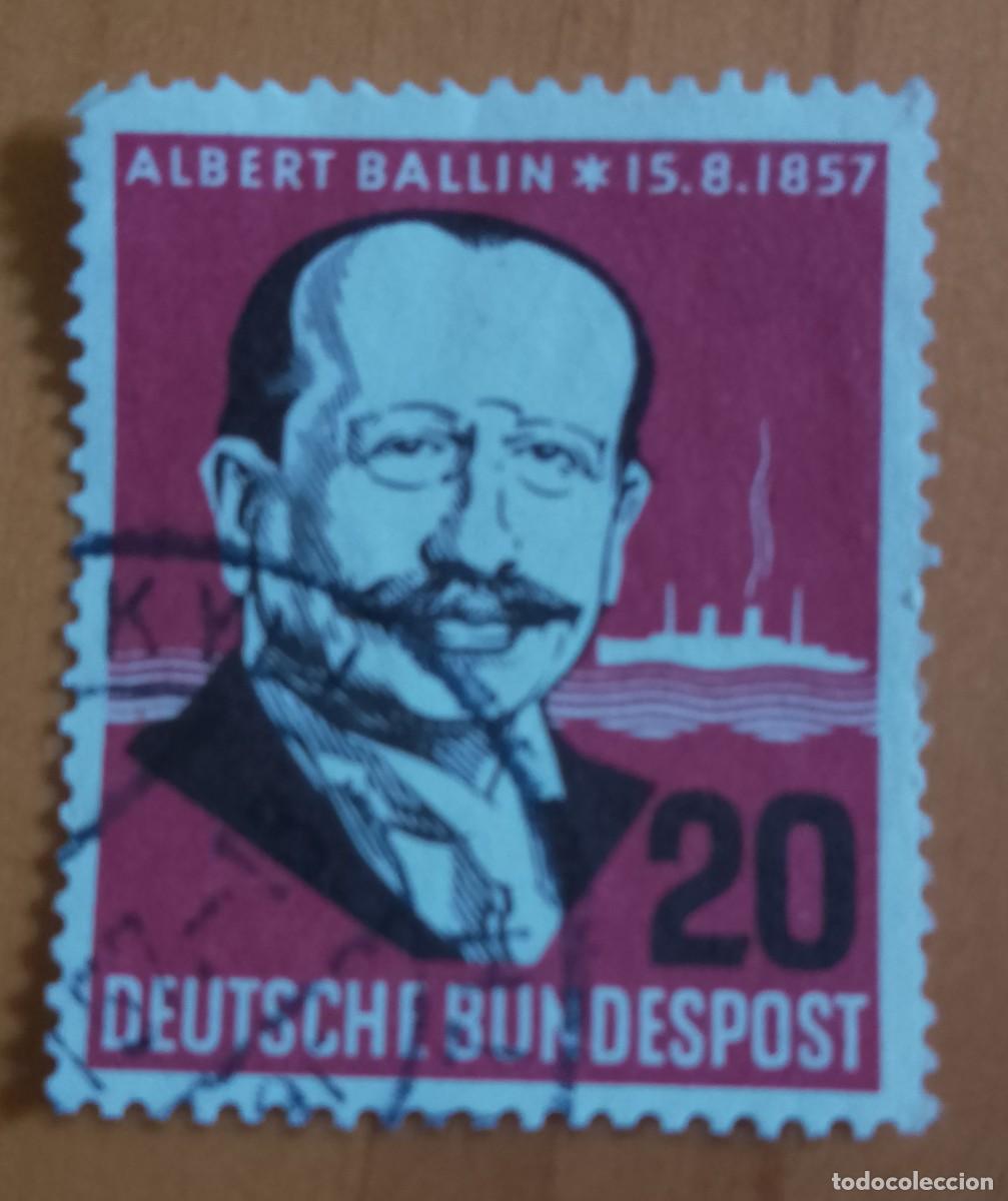 Sellos: ALEMANIA - V/F 20 - A&Ntilde;O 1957 - ALBERTO BALLIN Y BARCO VAPOR - YV 138.