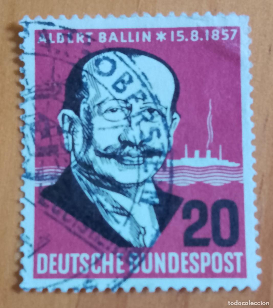 Sellos: ALEMANIA - V/F 20 - A&Ntilde;O 1957 - ALBERTO BALLIN Y BARCO VAPOR - YV 138.