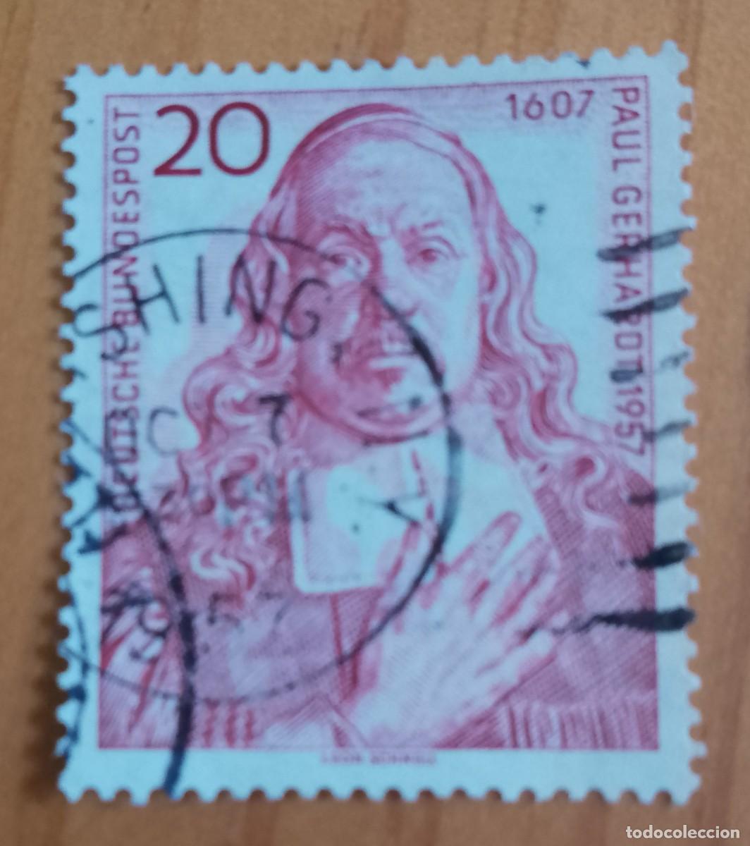 Sellos: ALEMANIA - V/F 20 - A&Ntilde;O 1957 - 350&ordm; ANIVERSARIO NACIMIENTO DE PAUL GERHARDT
