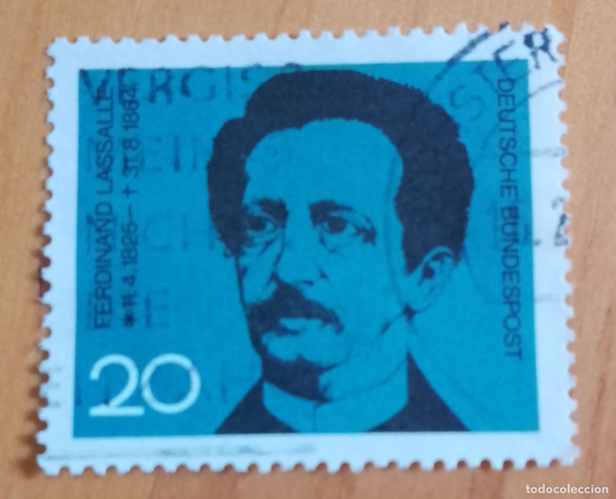 Sellos: ALEMANIA - V/F 20 - A&Ntilde;O 1964 - FERDINAND LASSALLE, POLITICO 1825.1864 - YV 308