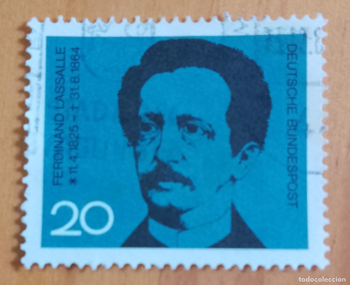 Sellos: ALEMANIA - V/F 20 - A&Ntilde;O 1964 - FERDINAND LASSALLE, POLITICO 1825.1864 - YV 308