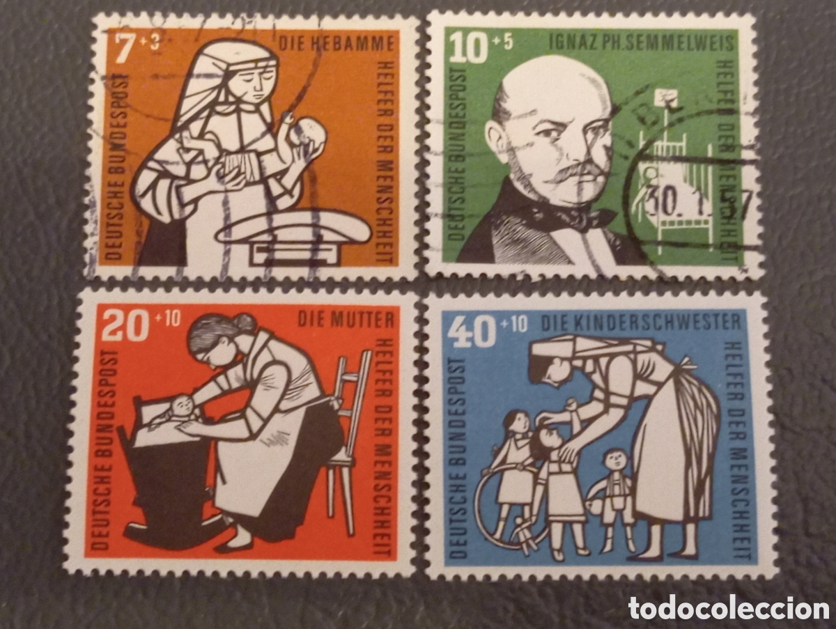 Sellos: Alemania RFA 1956 - Serie Helfer der Menschheit - Mi. 243-246 (40 MNH / 20 Nuevo / 7 y 10 CTO)
