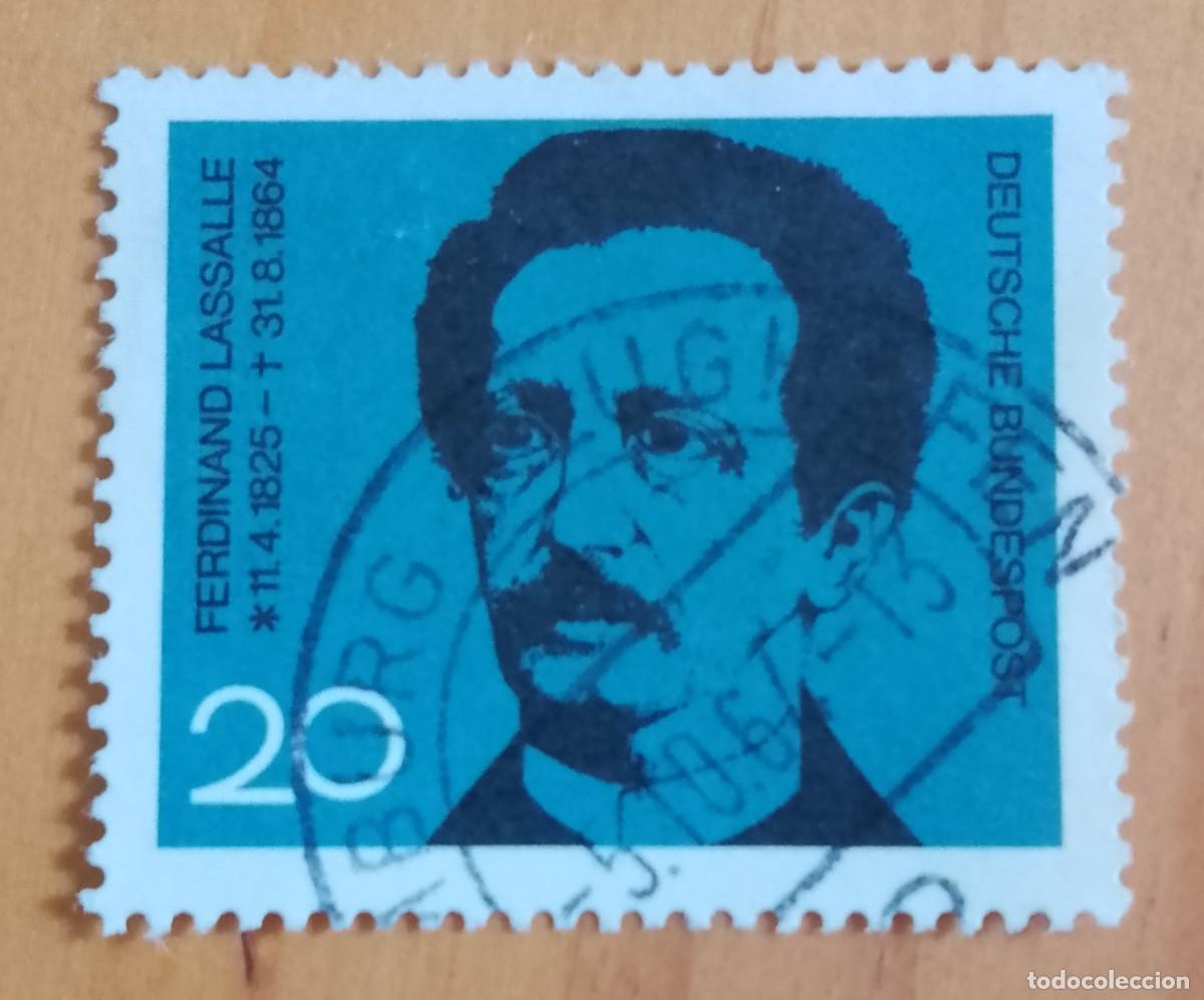 Sellos: ALEMANIA - V/F 20 - A&Ntilde;O 1964 - FERDINAND LASSALLE, POLITICO 1825.1864 - YV 308