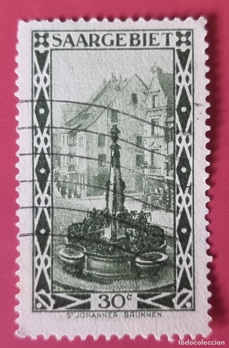 Sellos: SELLO USADO ALEMANIA SAAR 1927 FUENTE ST. JOHANNE, SAARBUCKEN