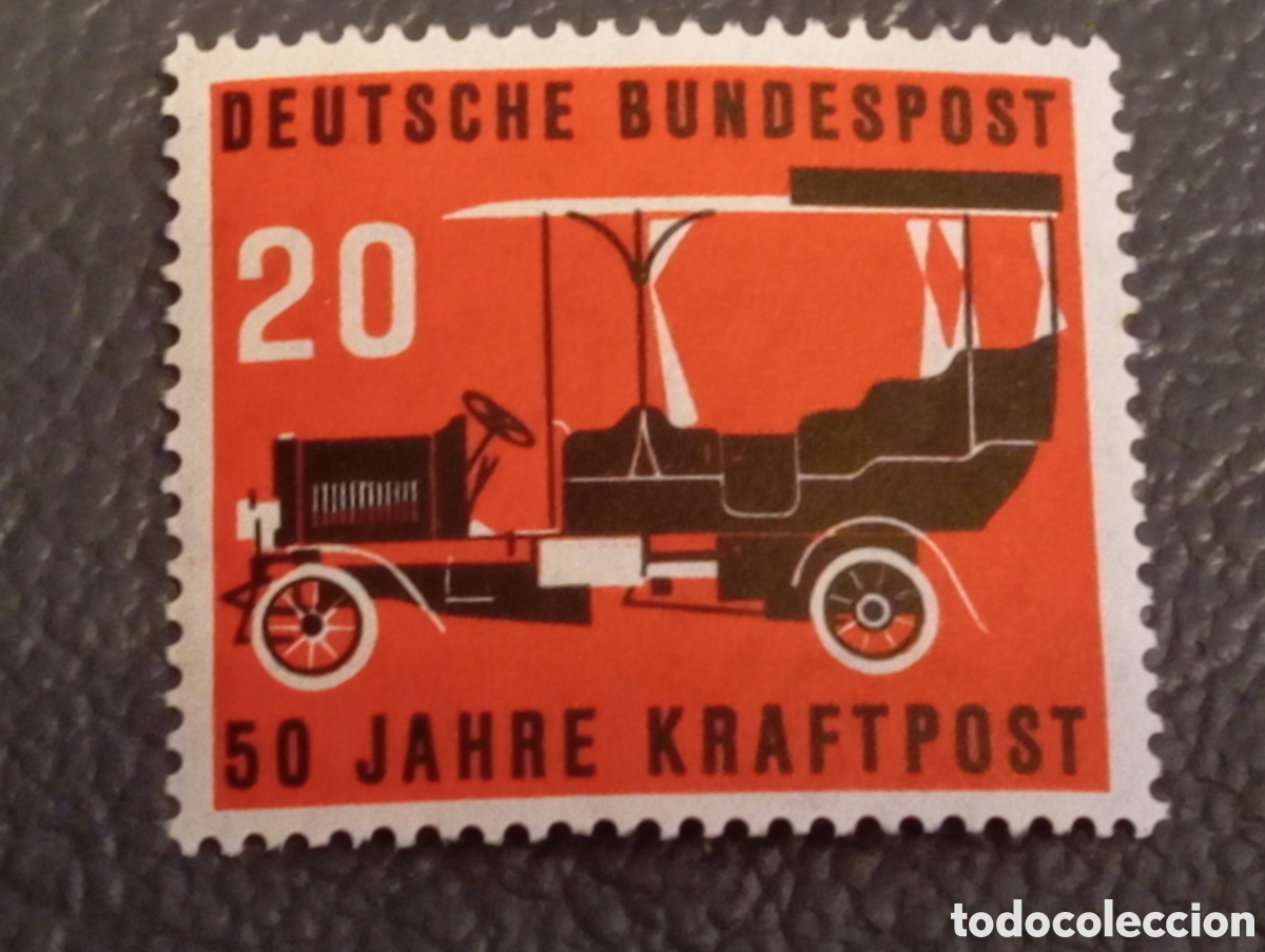 Sellos: Alemania BRD 1955 - Michel 211 MNH ** Autom&oacute;vil Kraftpost
