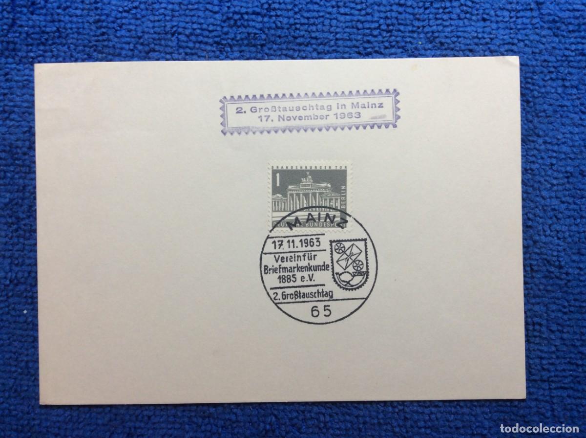 Sellos: ALEMANIA (BERL&Iacute;N). 1963 DOCUMENTO CONMEMORATIVO. MATASELLOS INTERESANTE (1DDF82)