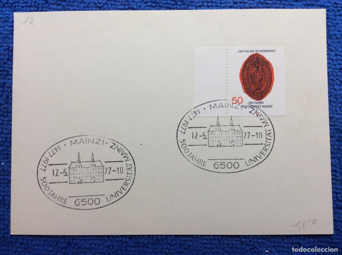 Sellos: ALEMANIA. 1977 DOCUMENTO CONMEMORATIVO. MATASELLOS INTERESANTE (1DDF84)
