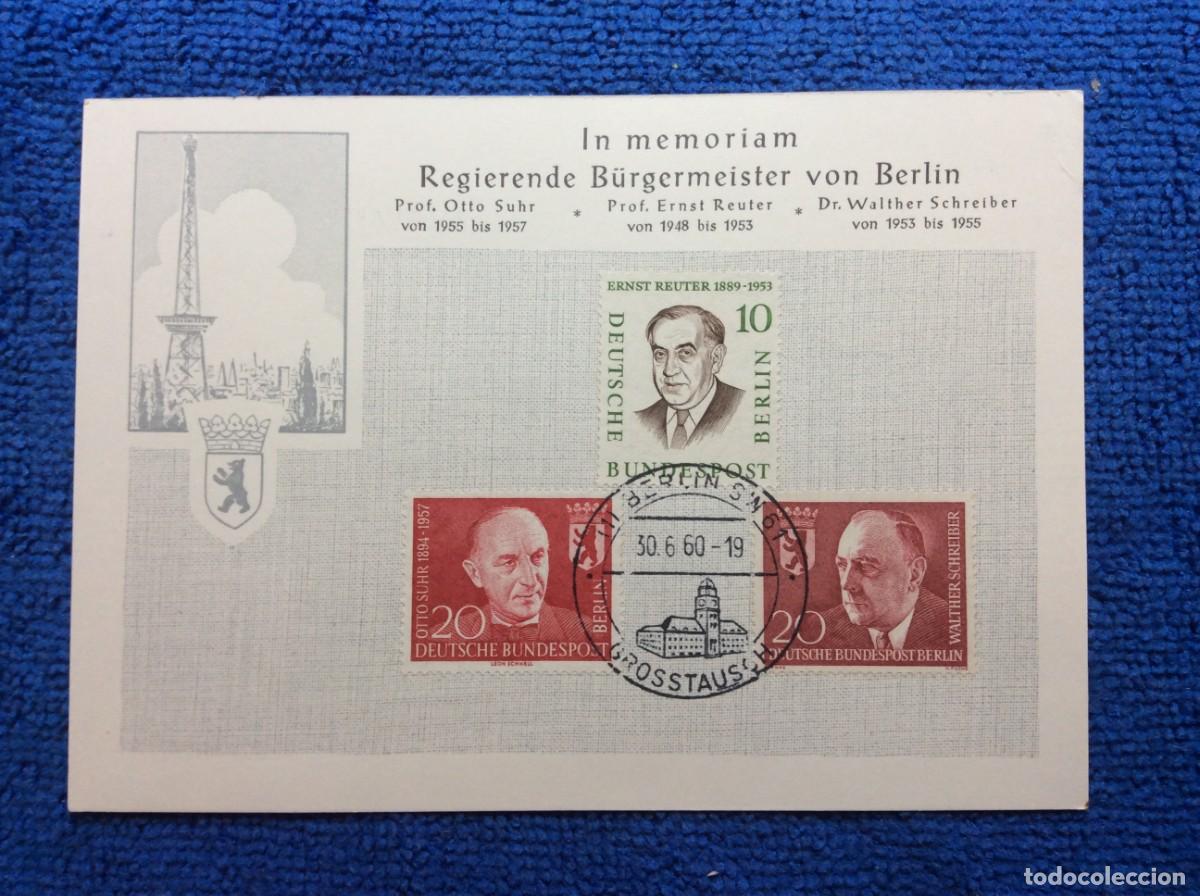 Sellos: ALEMANIA (BERL&Iacute;N). 1960 TARJETA CONMEMORATIVA. MATASELLOS INTERESANTE (1DDF90)