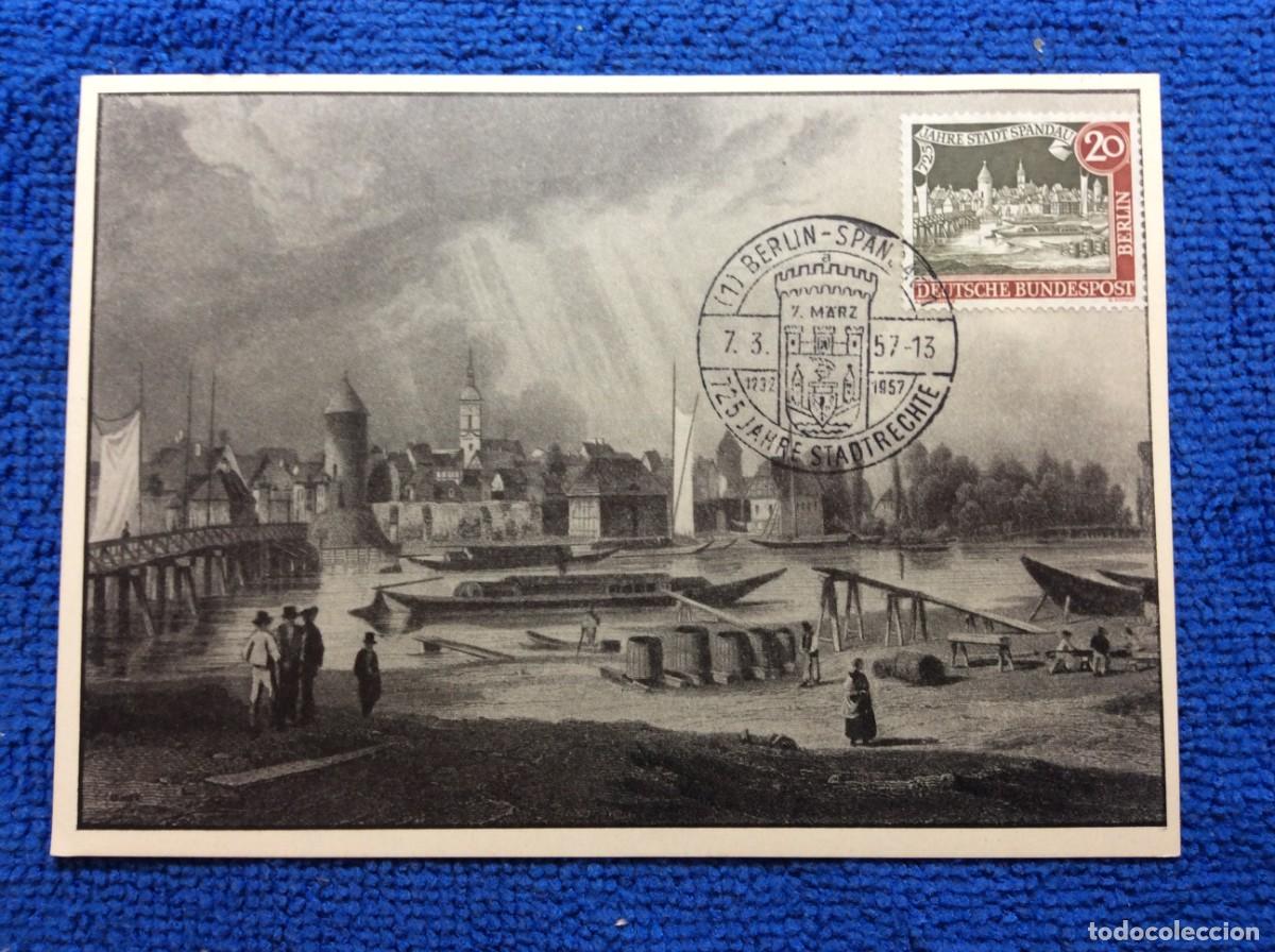 Sellos: ALEMANIA (BERL&Iacute;N). 1957 TARJETA CONMEMORATIVA. MATASELLOS INTERESANTE (1DDF95)