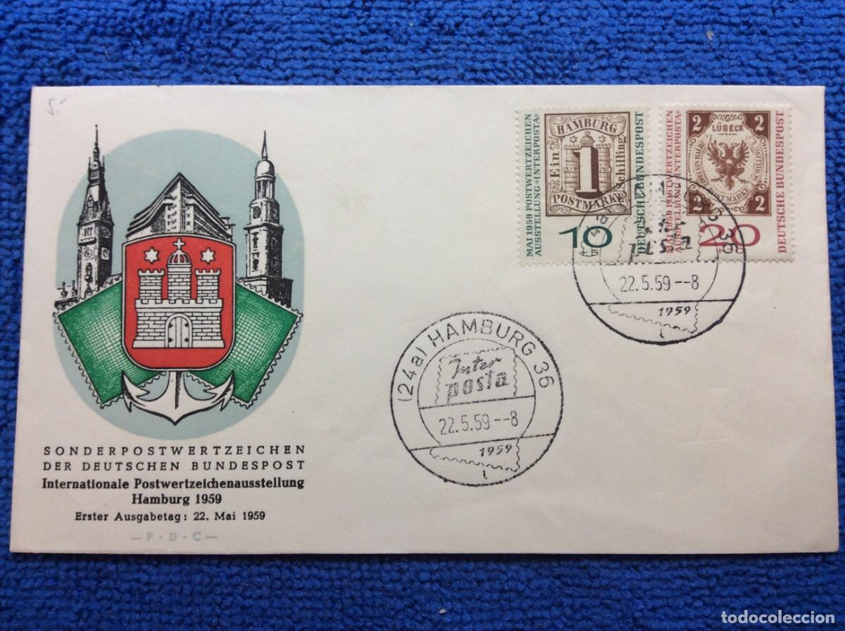 Sellos: ALEMANIA. 1959 SOBRE CONMEMORATIVO. MATASELLOS INTERESANTE (1DDM04)