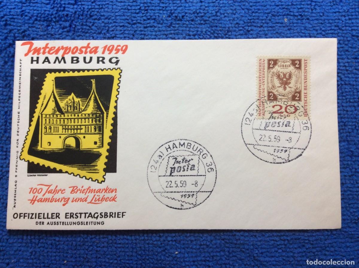 Sellos: ALEMANIA. 1959 SOBRE CONMEMORATIVO. MATASELLOS INTERESANTE (1DDM05)