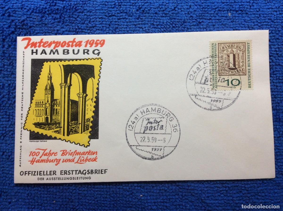 Sellos: ALEMANIA. 1959 SOBRE CONMEMORATIVO. MATASELLOS INTERESANTE (1DDM06)