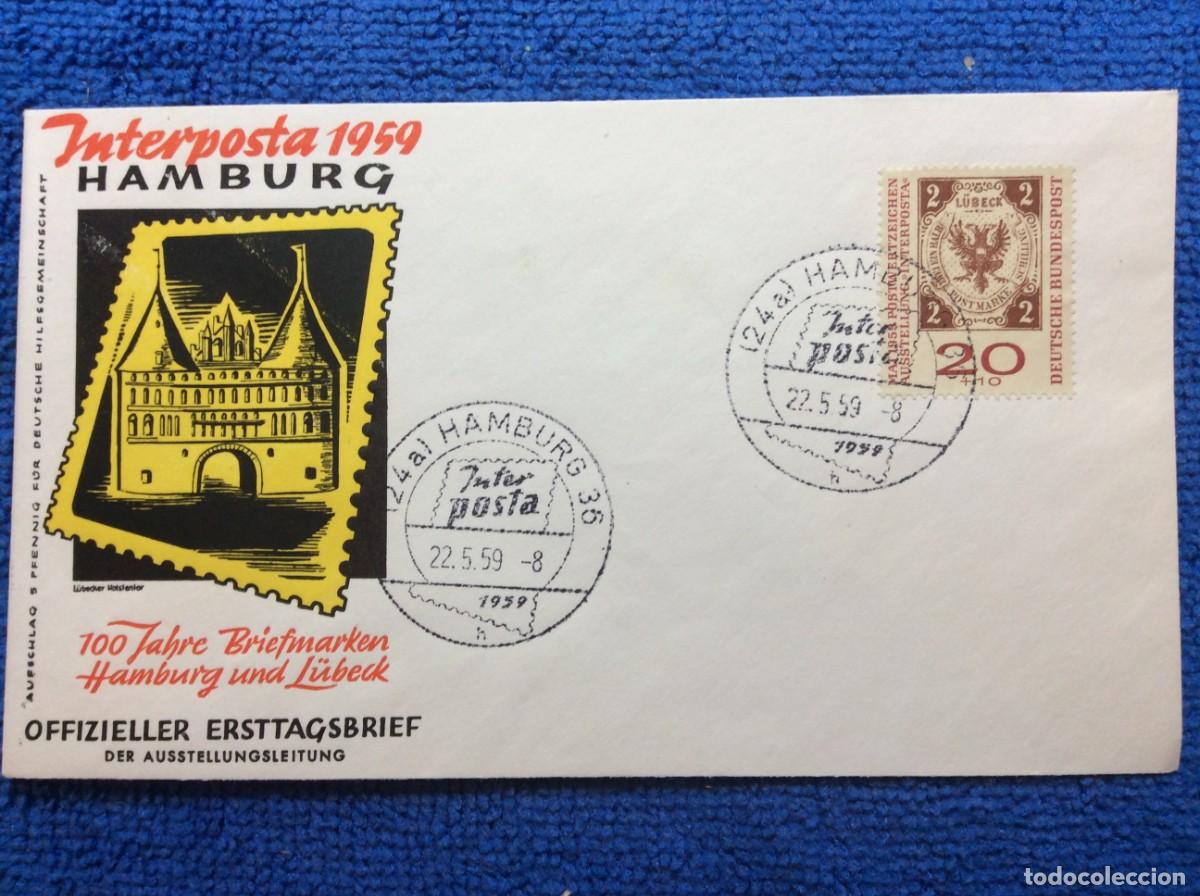 Sellos: ALEMANIA. 1959 SOBRE CONMEMORATIVO. MATASELLOS INTERESANTE (1DDM07)
