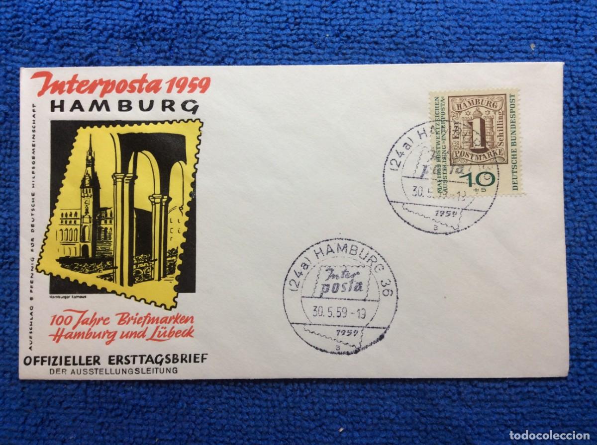 Sellos: ALEMANIA. 1959 SOBRE CONMEMORATIVO. MATASELLOS INTERESANTE (1DDM08)