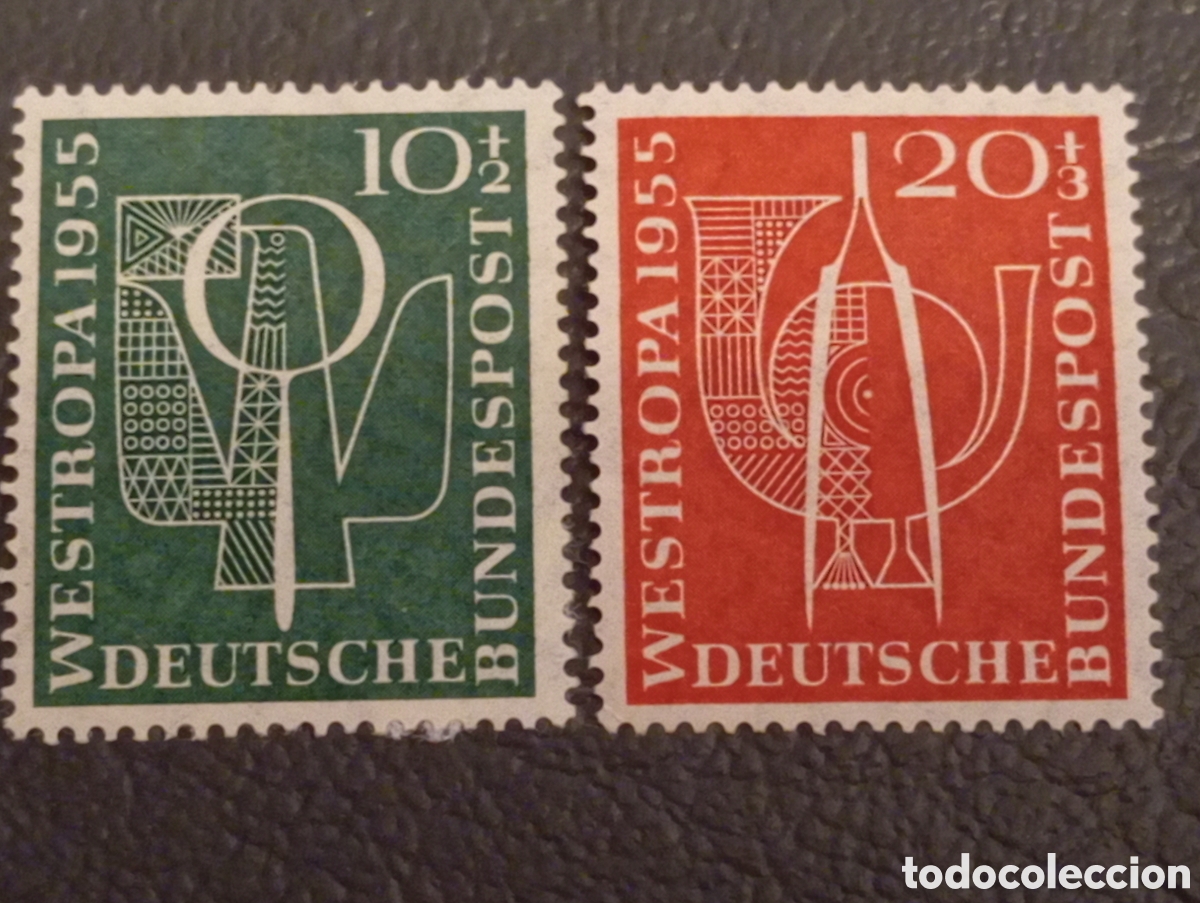 Sellos: Serie Alemania 1955 Westropa Michel 217/218 - 20 MNH/ 10 MH