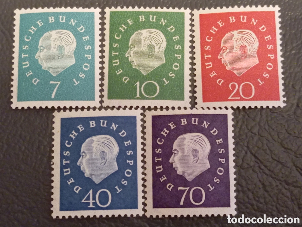 Sellos: Alemania Federal 1959 - Serie Completa Heuss III Mi. 302/306 MNH**