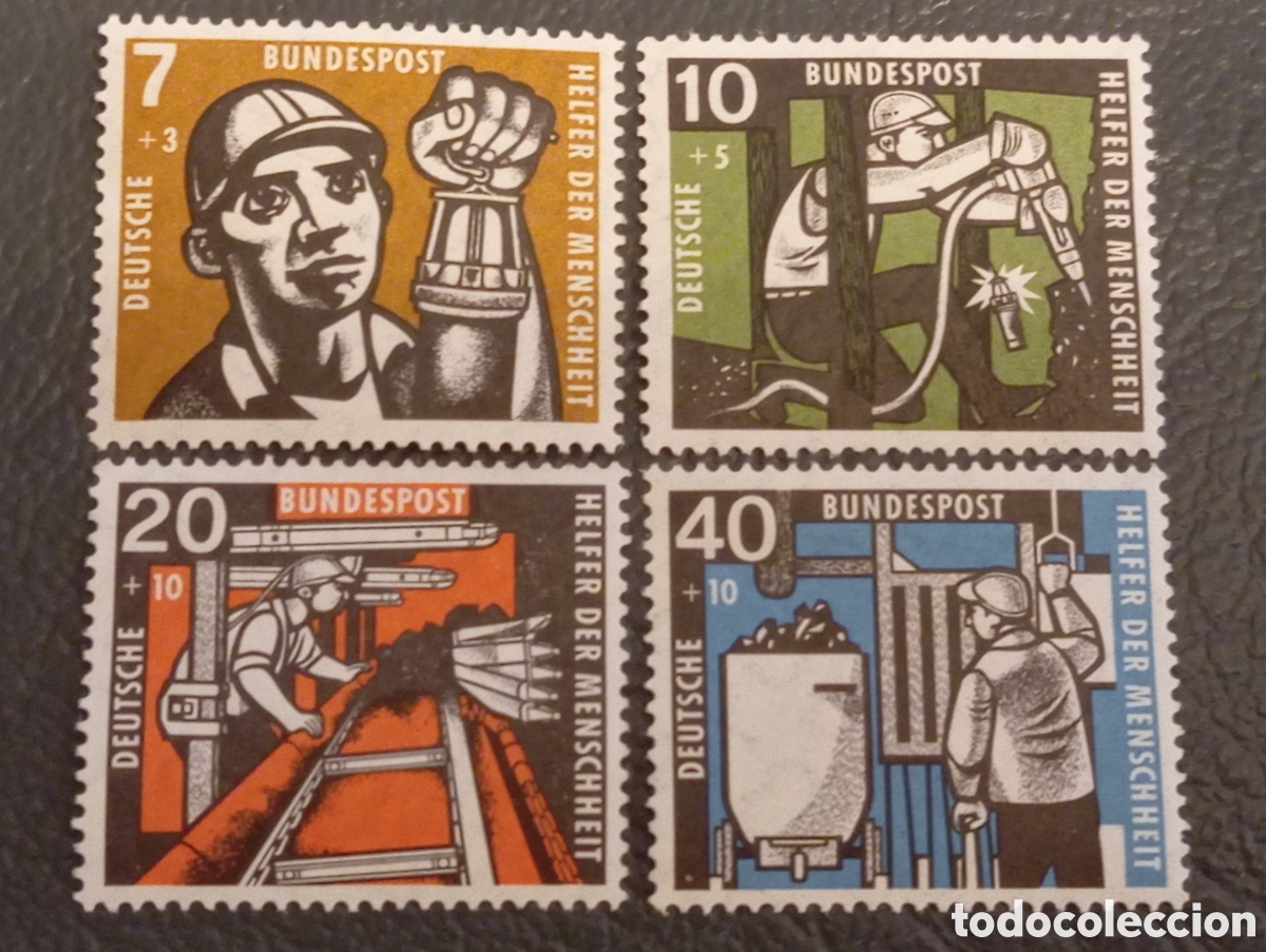 Sellos: RFA Alemania 1957 Michel 270-273 Serie Completa Miner&iacute;a MNH**
