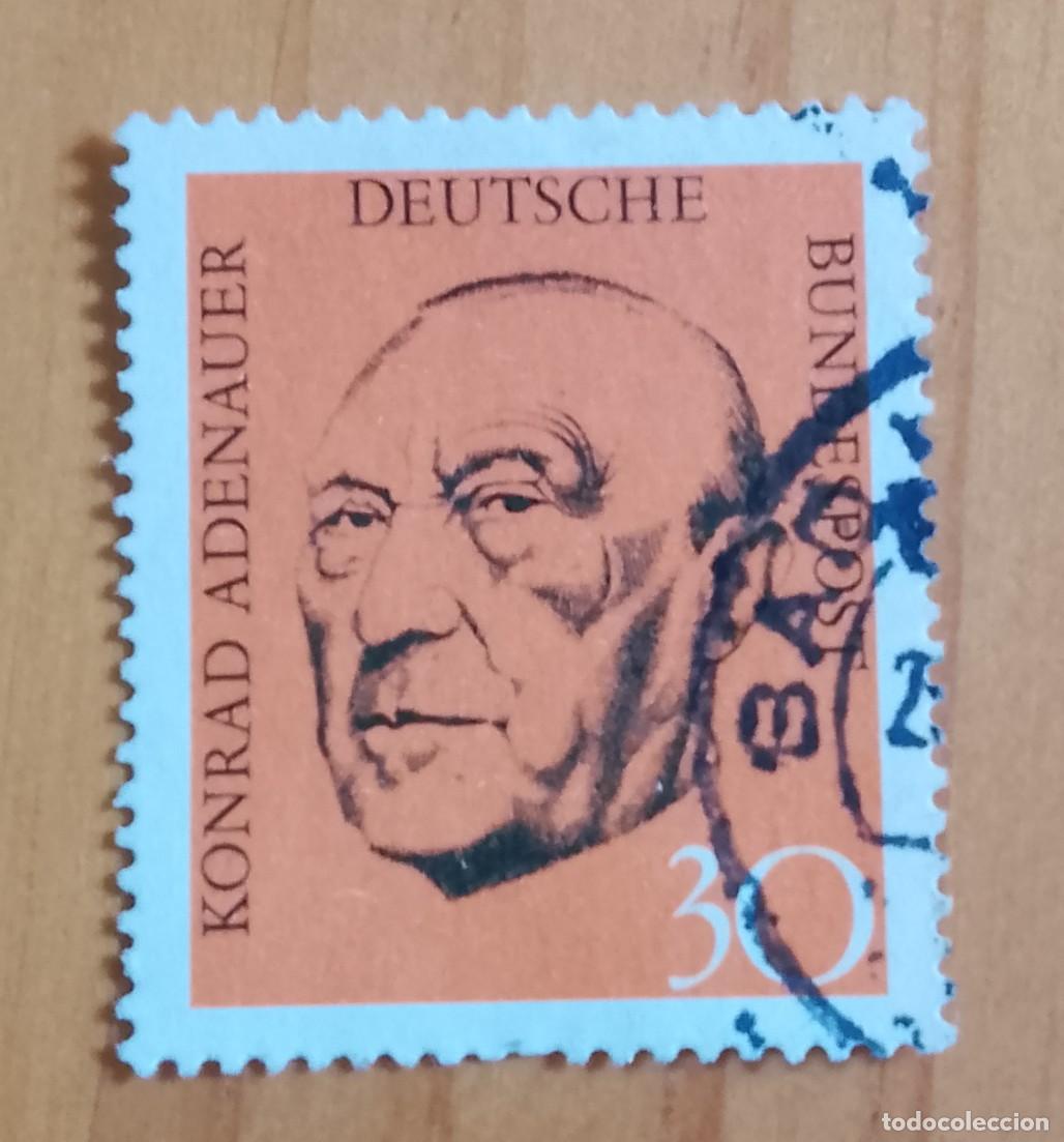 Sellos: ALEMANIA - V/F 30 - A&Ntilde;O 1968 - CANCILLER: KONRAD ADENAUER - YV 432