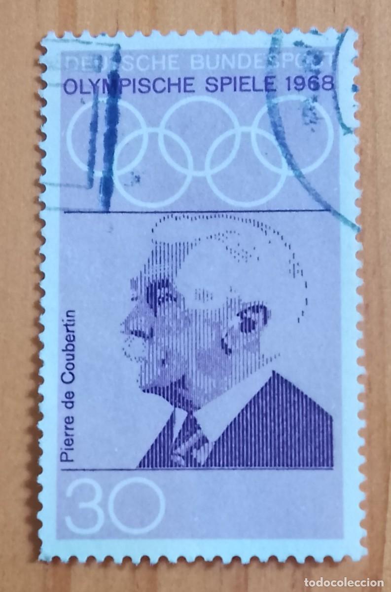 Sellos: ALEMANIA - V/F 30 - A&Ntilde;O 1968 - JUEGOS OLIMPICOS 1968, PIERRE DE COUBERTIN