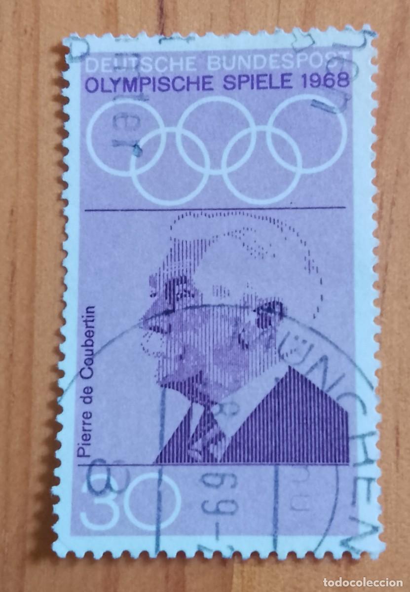 Sellos: ALEMANIA - V/F 30 - A&Ntilde;O 1968 - JUEGOS OLIMPICOS 1968, PIERRE DE COUBERTIN
