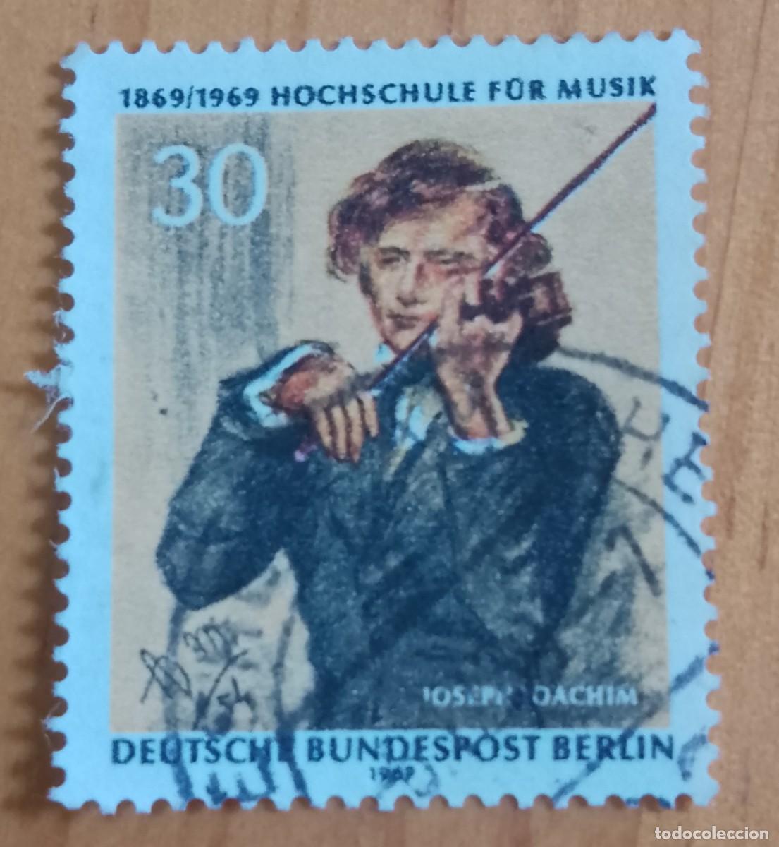 Sellos: ALEMANIA - V/F 30 - A&Ntilde;O 1969 - ACADEMIA, M&Uacute;SICA, VIOLENISTA: JOSEPH JOACHIM - YV 322