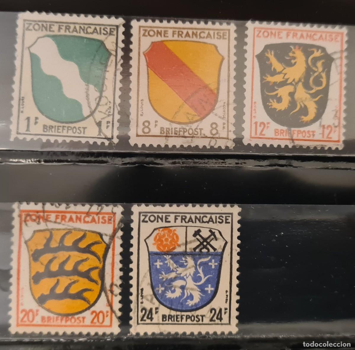 Sellos: Serie de sellos usados de Alemania, ocupaci&oacute;n francesa 1945: escudos