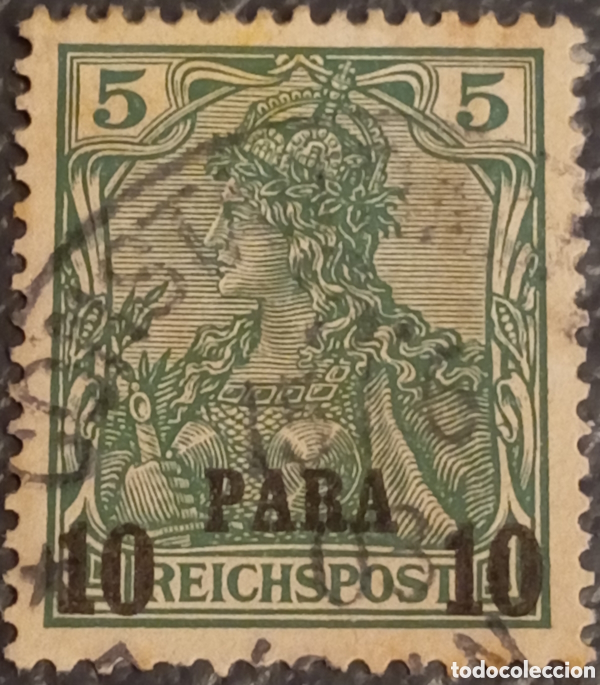 Sellos: Sello Alemania Oficinas Turqu&iacute;a 1900 Germania 10 Para Sobrecarga Usado Michel 12