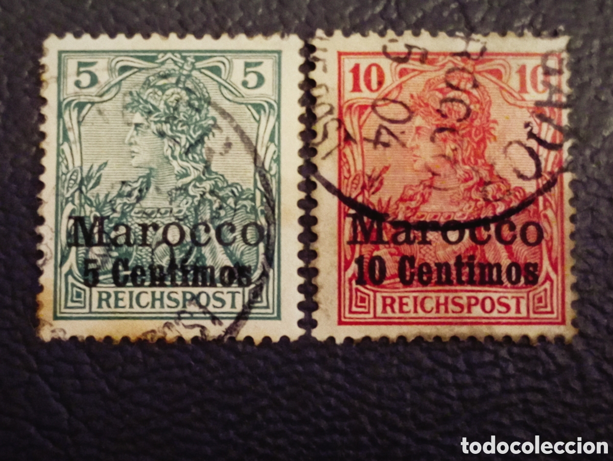 Sellos: Alemania Oficinas Marruecos 1900 Germania MiNr. 7 y 8 Usados
