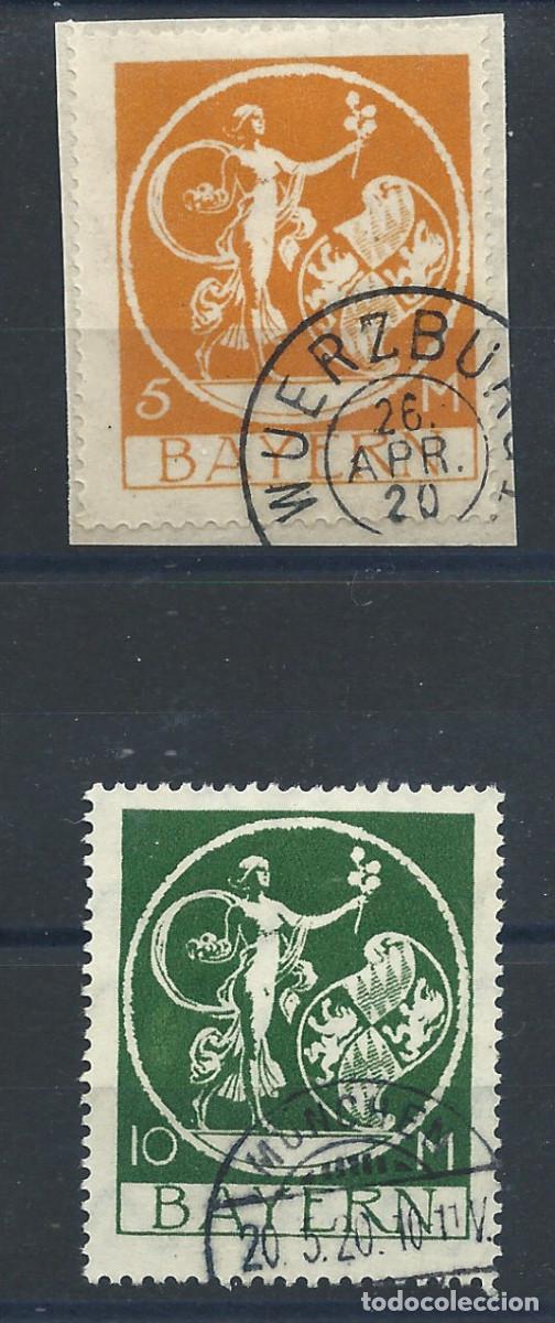 Sellos: Allemagne - Bayern N&deg;191/92 Obl (FU) 1920 - D&eacute;esse et armoiries